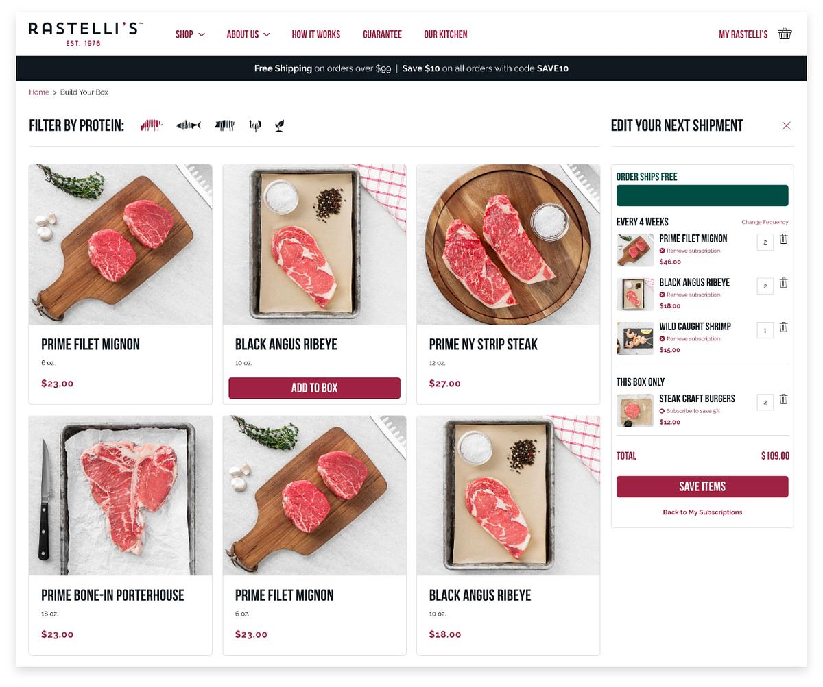 Rastelli's Cart/Subscription Builder