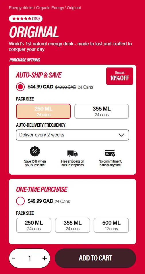 Guru Beverage - Options for Subscription and One-Time Purchase